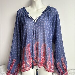 Victoria's Secret Blue and Red Paisley Blouse